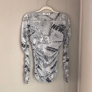 Newspaper Print Mesh Tee